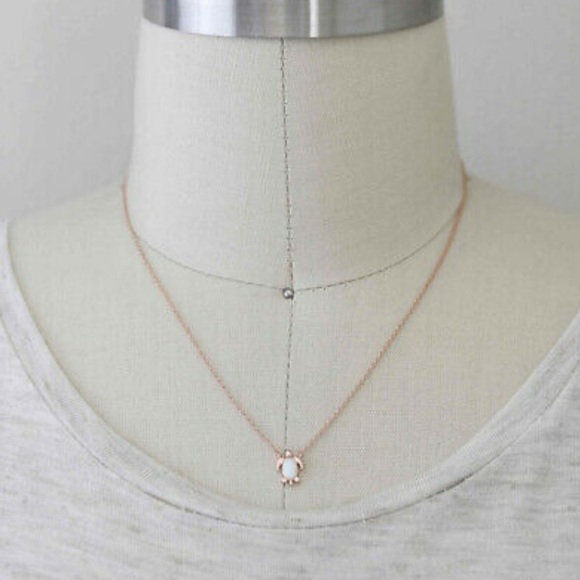3/$30 NEW! Dainty Sea Turtle Opal Pendant Necklace Gold - Picture 5 of 11